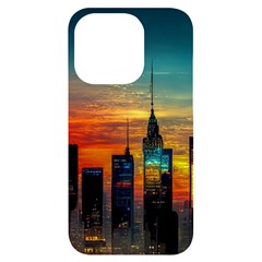 New York City Skyline Usa Iphone 14 Pro Black Uv Print Case by Ndabl3x