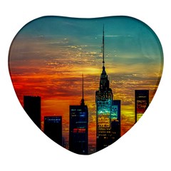 New York City Skyline Usa Heart Glass Fridge Magnet (4 Pack)