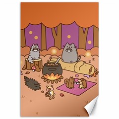 Pusheen Cute Fall The Cat Canvas 12  X 18  by Ndabl3x