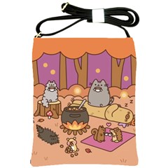 Pusheen Cute Fall The Cat Shoulder Sling Bag by Ndabl3x