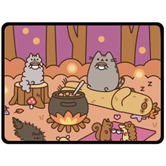 Pusheen Cute Fall The Cat Fleece Blanket (large) by Ndabl3x