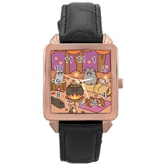 Pusheen Cute Fall The Cat Rose Gold Leather Watch  by Ndabl3x