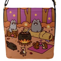 Pusheen Cute Fall The Cat Flap Closure Messenger Bag (s) by Ndabl3x