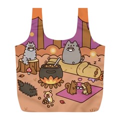 Pusheen Cute Fall The Cat Full Print Recycle Bag (l) by Ndabl3x