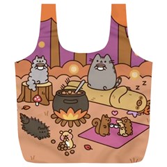 Pusheen Cute Fall The Cat Full Print Recycle Bag (xl) by Ndabl3x