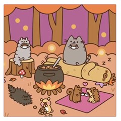 Pusheen Cute Fall The Cat Square Satin Scarf (36  X 36 ) by Ndabl3x