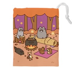 Pusheen Cute Fall The Cat Drawstring Pouch (4xl) by Ndabl3x