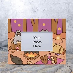 Pusheen Cute Fall The Cat White Tabletop Photo Frame 4 x6  by Ndabl3x