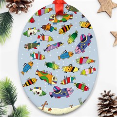 Fish Ocean Sea Water Diving Blue Ornament (oval)