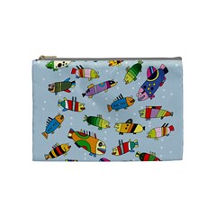 Fish Ocean Sea Water Diving Blue Cosmetic Bag (medium)