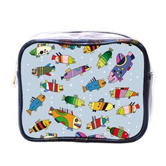 Fish Ocean Sea Water Diving Blue Mini Toiletries Bag (one Side) by Ndabl3x