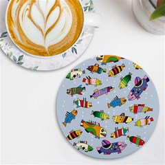 Fish Ocean Sea Water Diving Blue Uv Print Round Tile Coaster by Ndabl3x