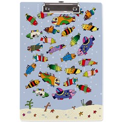 Fish Ocean Sea Water Diving Blue A4 Acrylic Clipboard by Ndabl3x