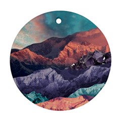 Adventure Psychedelic Mountain Round Ornament (two Sides) by Ndabl3x