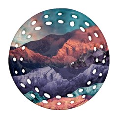 Adventure Psychedelic Mountain Round Filigree Ornament (two Sides) by Ndabl3x