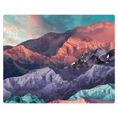 Adventure Psychedelic Mountain Two Sides Premium Plush Fleece Blanket (medium) by Ndabl3x