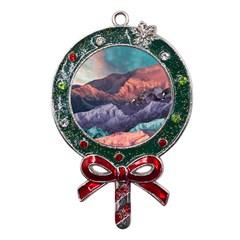 Adventure Psychedelic Mountain Metal X mas Lollipop With Crystal Ornament