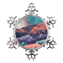 Adventure Psychedelic Mountain Metal Large Snowflake Ornament