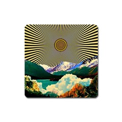 Surreal Art Psychadelic Mountain Square Magnet by Ndabl3x