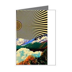 Surreal Art Psychadelic Mountain Mini Greeting Card by Ndabl3x