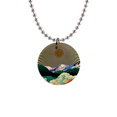 Surreal Art Psychadelic Mountain 1  Button Necklace by Ndabl3x