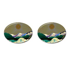 Surreal Art Psychadelic Mountain Cufflinks (oval) by Ndabl3x