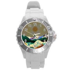 Surreal Art Psychadelic Mountain Round Plastic Sport Watch (l) by Ndabl3x