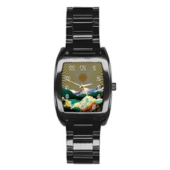 Surreal Art Psychadelic Mountain Stainless Steel Barrel Watch by Ndabl3x