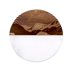 Surreal Art Psychadelic Mountain Classic Marble Wood Coaster (round) 