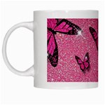 Pink Glitter Butterfly White Mug Left