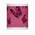 Pink Glitter Butterfly White Mug Center