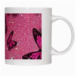 Pink Glitter Butterfly White Mug Right