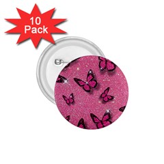 Pink Glitter Butterfly 1 75  Buttons (10 Pack) by Ndabl3x