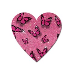 Pink Glitter Butterfly Heart Magnet by Ndabl3x