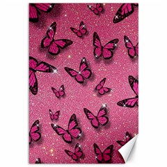 Pink Glitter Butterfly Canvas 12  X 18  by Ndabl3x