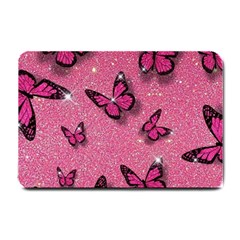 Pink Glitter Butterfly Small Doormat by Ndabl3x