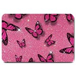 Pink Glitter Butterfly Large Doormat 30 x20  Door Mat