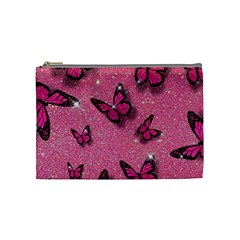 Pink Glitter Butterfly Cosmetic Bag (medium)