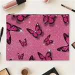 Pink Glitter Butterfly Cosmetic Bag (XL) Front