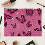 Pink Glitter Butterfly Cosmetic Bag (XL) Back