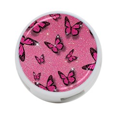 Pink Glitter Butterfly 4-port Usb Hub (one Side) by Ndabl3x