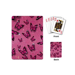 Pink Glitter Butterfly Playing Cards Single Design (mini) by Ndabl3x