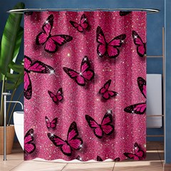 Pink Glitter Butterfly Shower Curtain 60  X 72  (medium)  by Ndabl3x