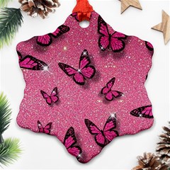 Pink Glitter Butterfly Ornament (snowflake) by Ndabl3x