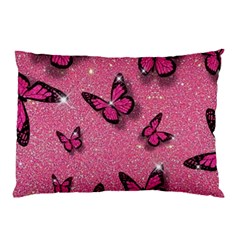 Pink Glitter Butterfly Pillow Case (two Sides) by Ndabl3x