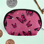 Pink Glitter Butterfly Accessory Pouch (Medium) Front