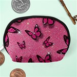 Pink Glitter Butterfly Accessory Pouch (Medium) Back