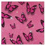 Pink Glitter Butterfly Square Satin Scarf (36  x 36 ) Front