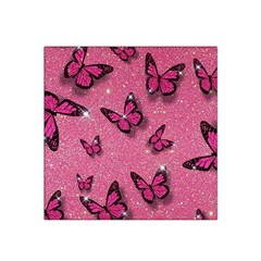 Pink Glitter Butterfly Satin Bandana Scarf 22  X 22  by Ndabl3x