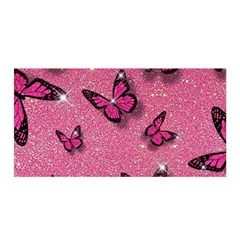 Pink Glitter Butterfly Satin Wrap 35  X 70  by Ndabl3x